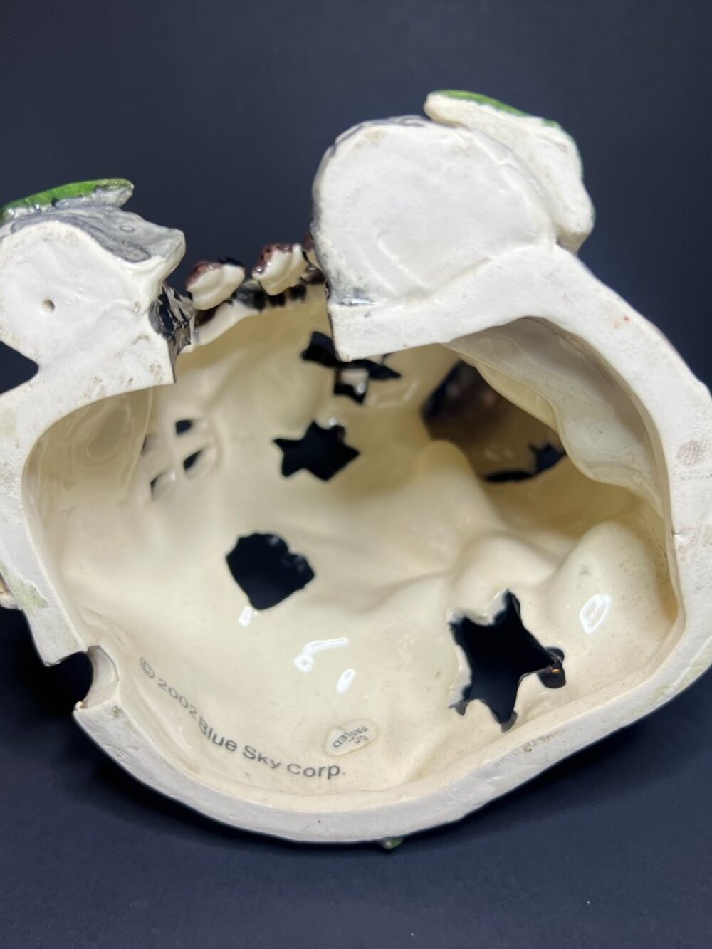VTG 2002 Blue Sky Heather Goldminc Clayworks Halloween Tealight Bat Cave House - Picture 10 of 11